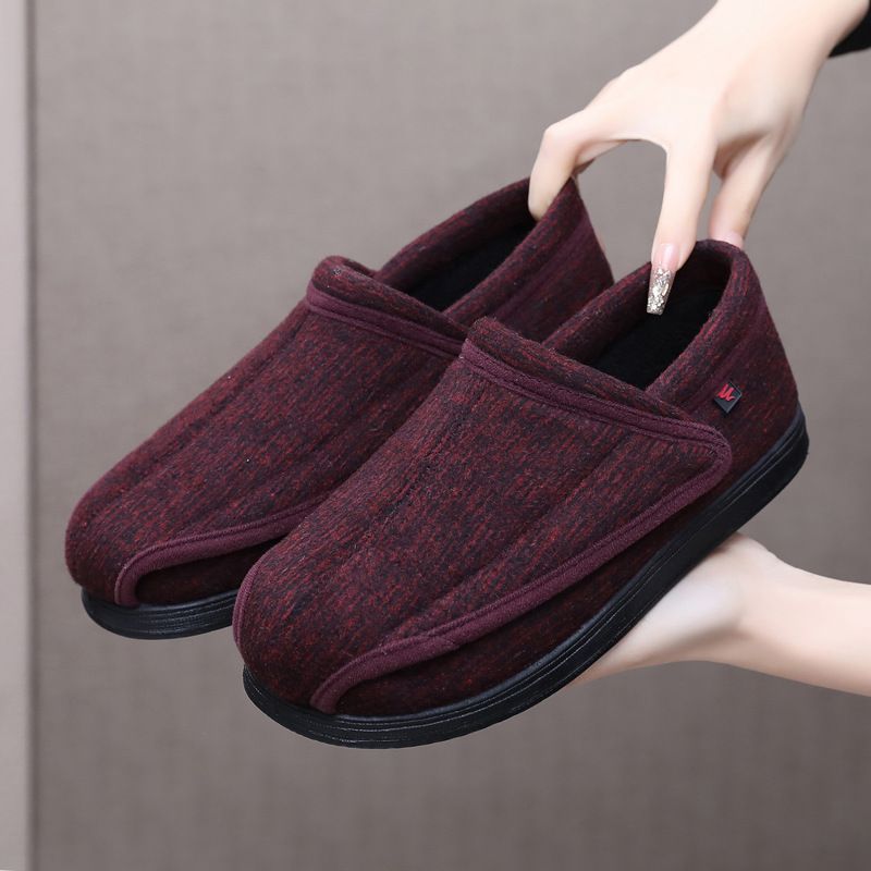 Ziwa Ge Winter New Warm Fleece-Lined Thickened Cloth Widened Velcro Shoe Top Openable Comfortable Cotton Shoes_voghion.com