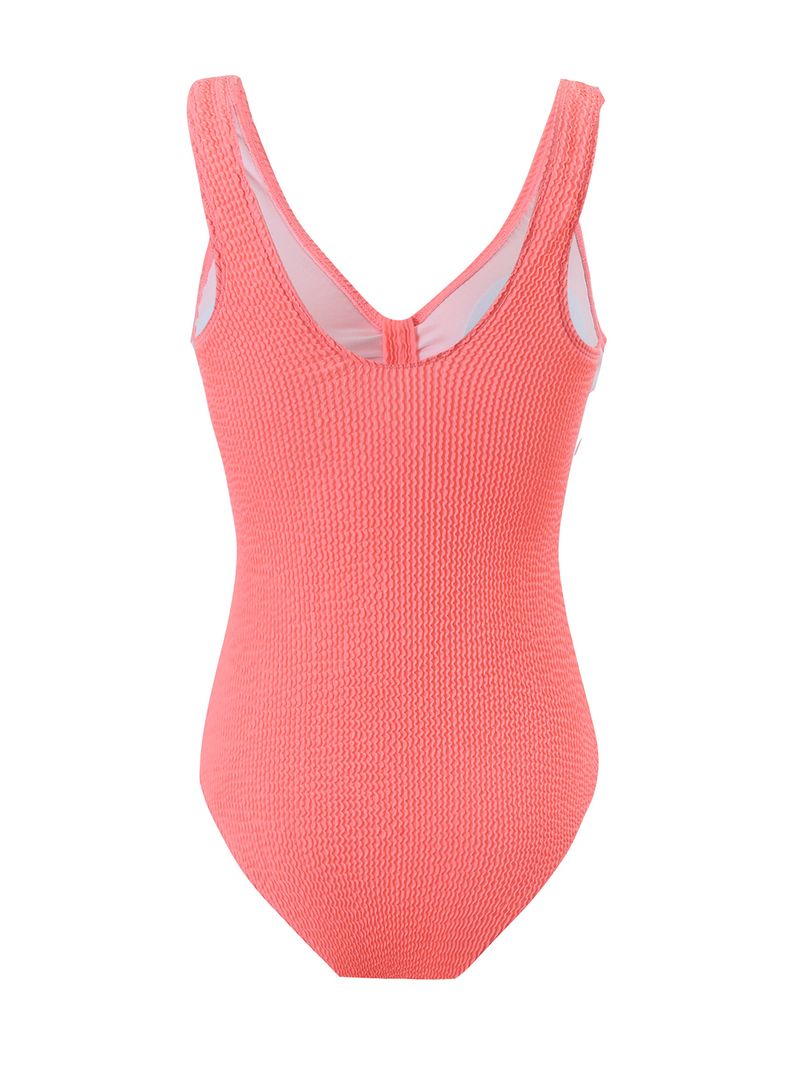 Traje de baño de una pieza de color sólido para mujer, estilo conservador, para vacaciones en la playa y aguas termales._voghion.com