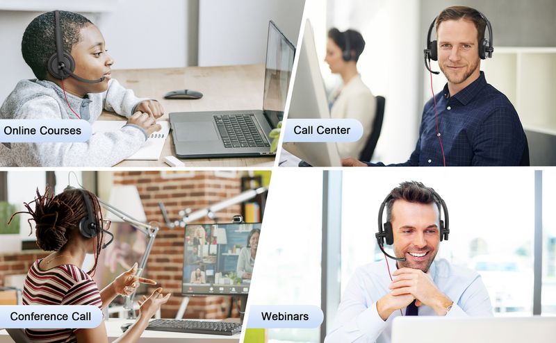 Lightweight Call Center Headset With Noise-Canceling Mic – USB Wired Office Headphones For Customer Service, Aviation & Drivers_voghion.com