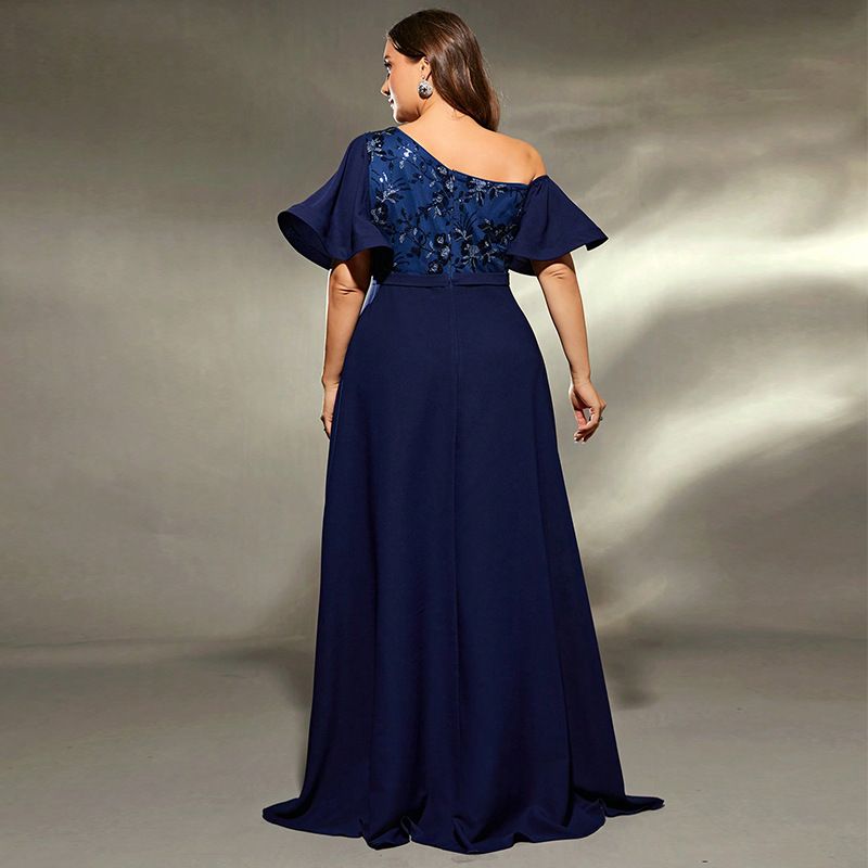 Elegantes Abendkleid in Übergröße für Damen – Einschultriges Abendkleid für besondere Anlässe, Empfänge, Bankette und Feiern_voghion.com