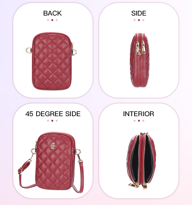 BOISEEN borsa per cellulare borsa piccola a rombo femminile borsa a tracolla con cerniera a doppio strato portamonete verticale da donna_voghion.com