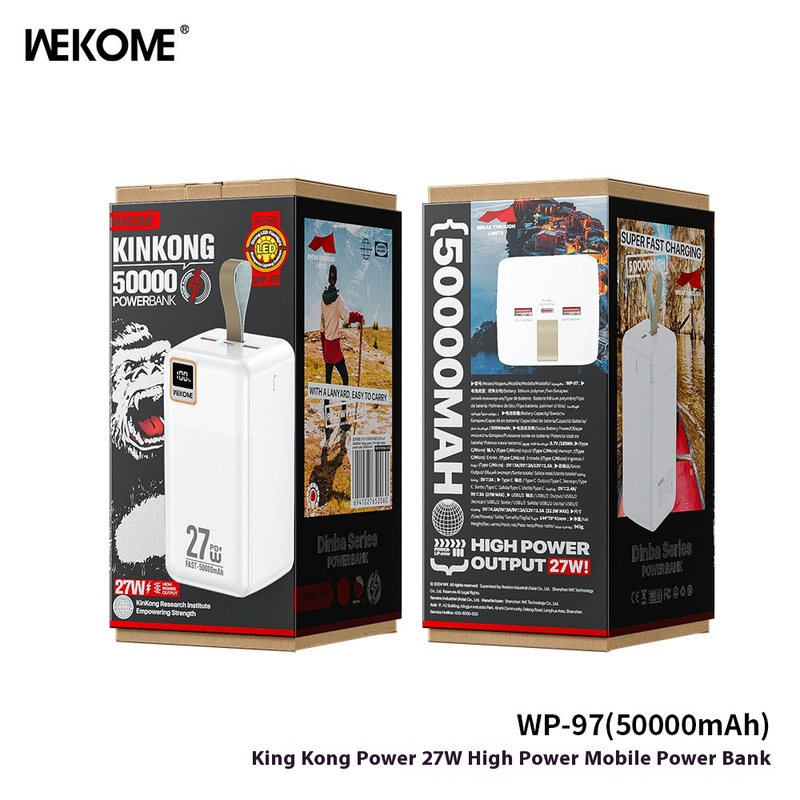 WEKOME Diamond Power Bank 100.000 mAh, tragbares 27-W-PD-Schnellladegerät mit LED-Licht, Notfall-Akkupack für den Außenbereich für Campingreisen, hohe Kapazität_voghion.com