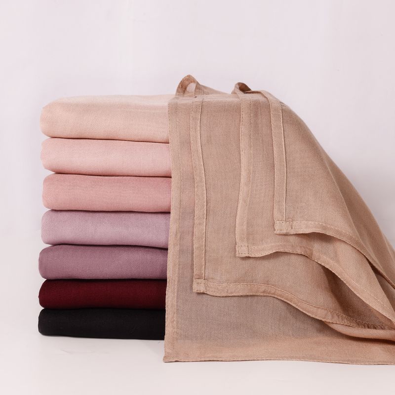 Pañuelo transpirable de modal y algodón, de ala ancha y color liso (estilo malayo/indonesio ligero para mujer)_voghion.com