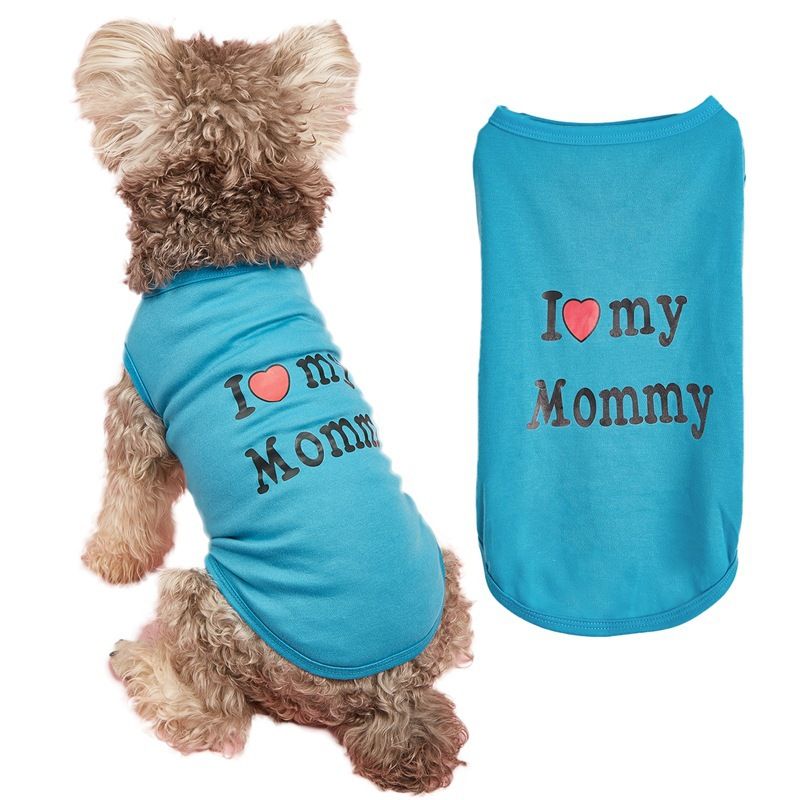 Summer Thin Cool Air Conditioning Multi-color Classic Style I Love Mom And Dad Vest Pet Supplies Two-legged Clothes_voghion.com