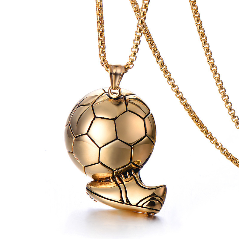 Fashion Soccer Shoe Sneaker Pendant Necklace Football Stainless Steel Chain Necklaces For Men Hip Hop Sports Charm Jewelry_voghion.com