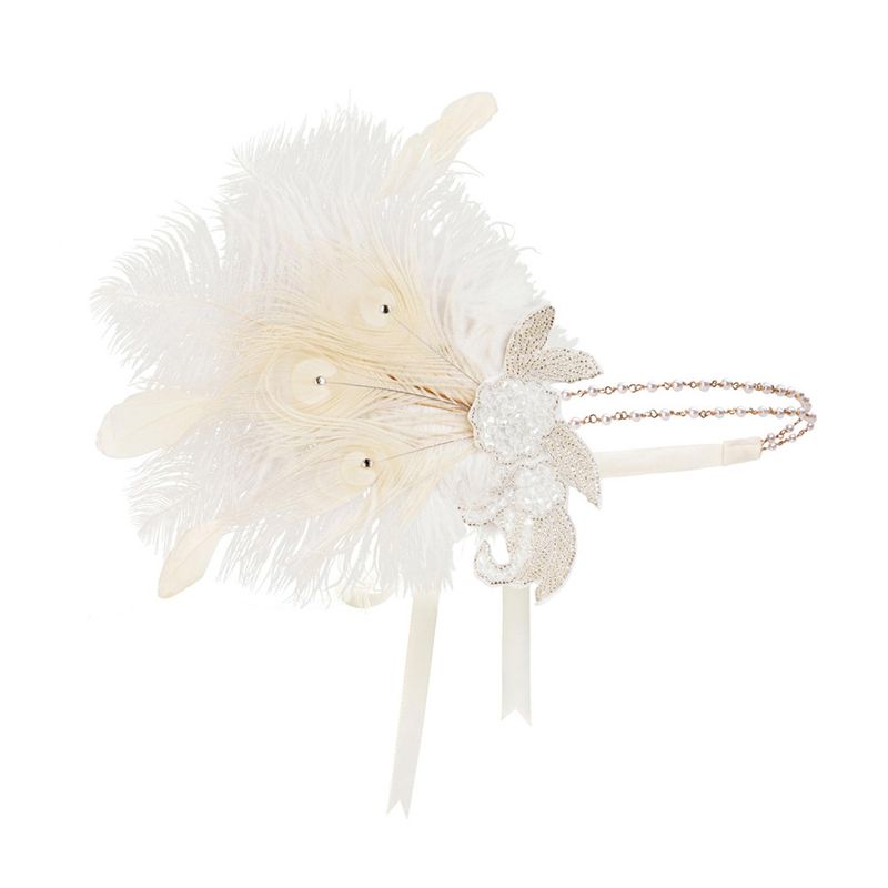 Copricapo con piume bianche, fascia per capelli, orecchini e collana da donna, set da trucco per feste singole_voghion.com