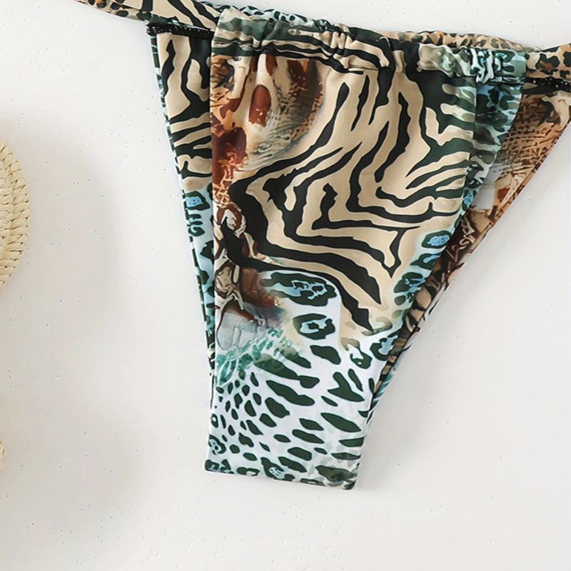 Women's Clothing Printed Lace Up Swimsuit Ladies Three Point Sexy Beach Bikini Hot Spring Swimsuit_voghion.com
