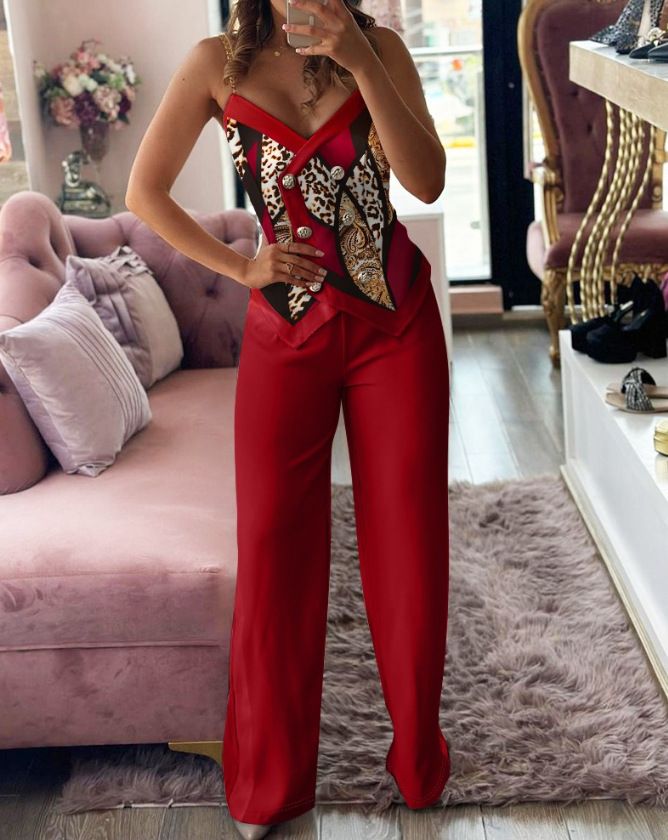 Women's Clothing Fashion Double Breasted Suspender Suit Women's Suit_voghion.com