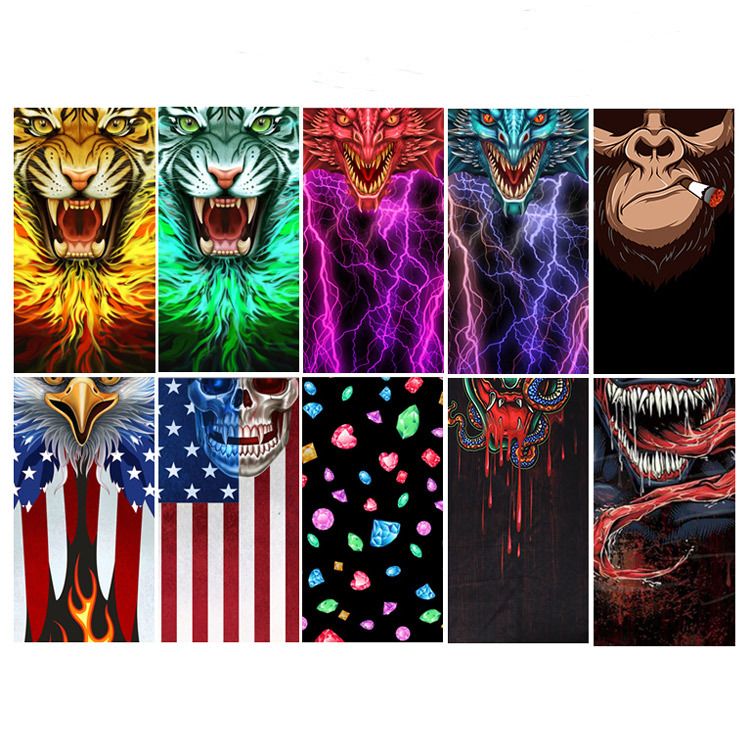 LazyZoom Digital Print Starry Sky Halloween Magic Headscarf Triangle Scarf American National Day Outdoor Cycling Mask_voghion.com