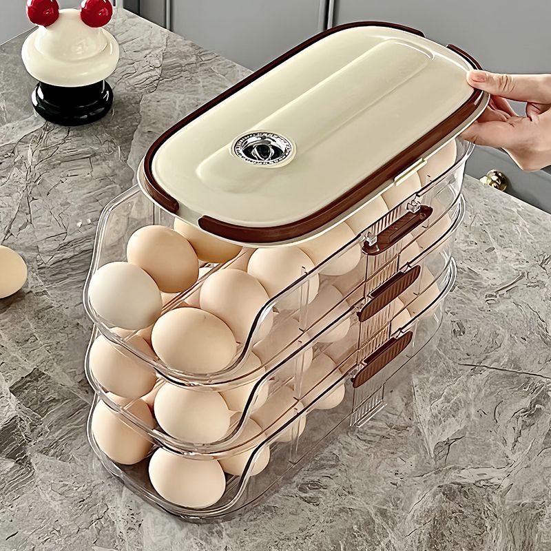 1 pz. Organizer per uova da frigorifero, portauova scorrevole, portauova automatico, ripiano per uova da cucina_voghion.com