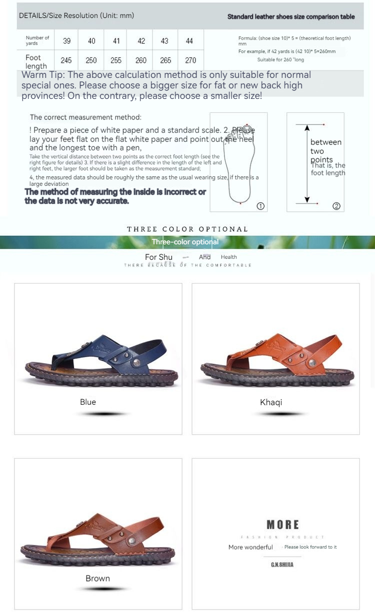 Scarpe da spiaggia casual estive, versione coreana antiscivolo, sandali in pelle alla moda, infradito, sandali da uomo a doppio uso,_voghion.com