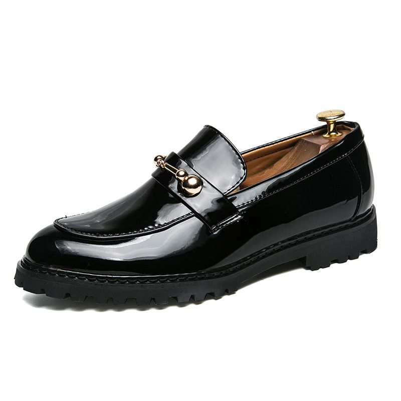 Sharp pointed best man knot semi trailer nightclub shoes, men's British style black business dress, casual work wear_voghion.com