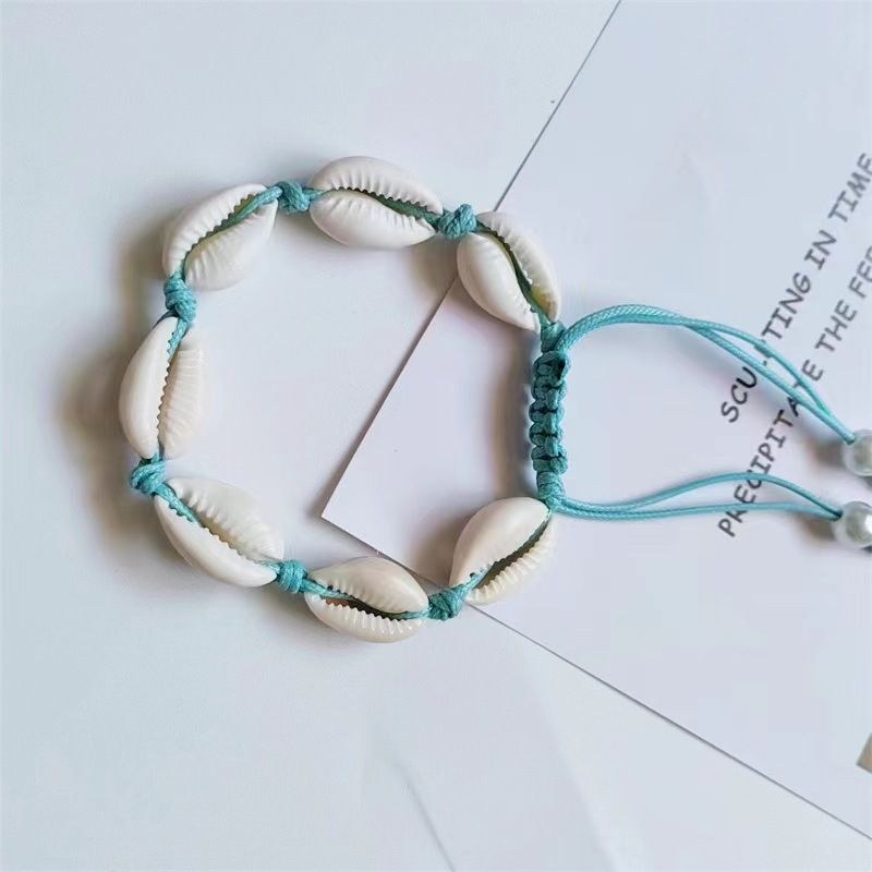 Braccialetto di conchiglie da spiaggia in stile bohémien alla moda, fatto a mano, fai da te, colorato, tessuto a mano puro_voghion.com