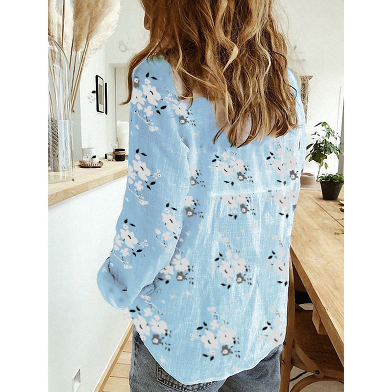 Camicia da donna in lino a maniche lunghe, casual, ampia, tinta unita, primavera ed estate, con riga a maniche_voghion.com