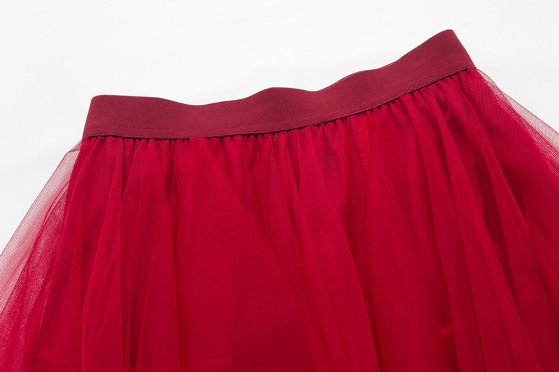 new autumn style temperament high waist slimming super fairy flower bud irregular mesh skirt female 8063_voghion.com