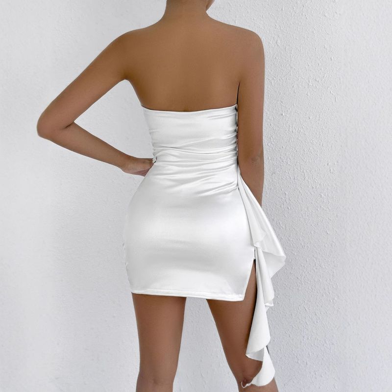 Sommer-Neues Slim Fit-Trägerloses Damenkleid mit Bandschlitz und hüftbetontem kurzen Rock für Damen_voghion.com