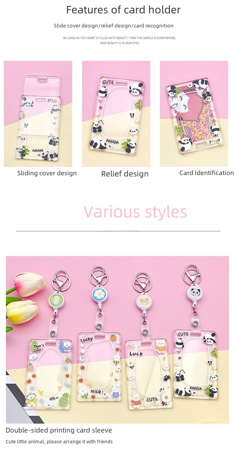 ins Cute Cartoon Simple Transparent Card Set Campus Bus Meal Card Factory Brand Permis de muncă Husă de protecție Hard Shell Brand_voghion.com