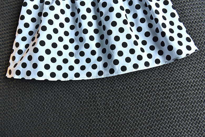Vestito estivo da principessa per bambina, a pois, elegante gonna con scollo a bambola per bambino_voghion.com