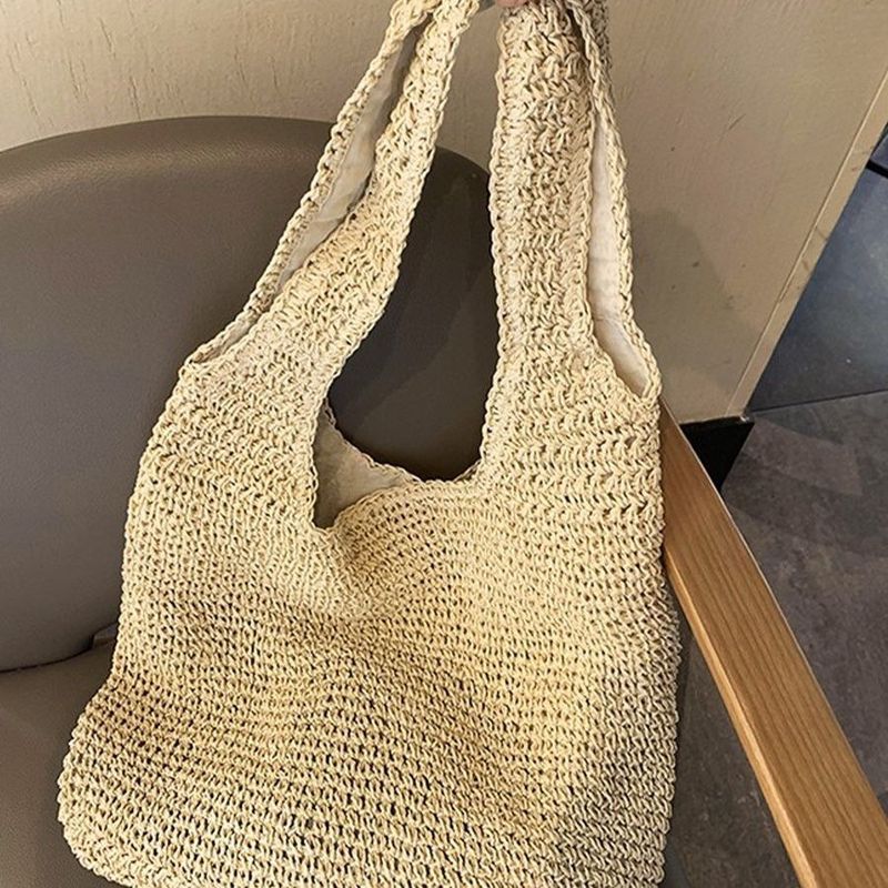 Straw For Women 2025 New Summer Versatile Casual Shoulder Forest Style Handwoven Large Capacity Beach Bag_voghion.com