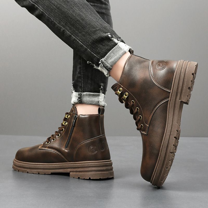 Nouvelles bottes courtes de travail britanniques polyvalentes rétro pour hommes, tendance décontractée d'automne et d'hiver, bottes Martin_voghion.com