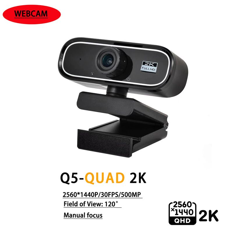Webcam USB EXHQDR UHD 4K, nuovo modello aggiornato con obiettivo grandangolare da 120° e messa a fuoco manuale. Questo computer plug-and-play_voghion.com