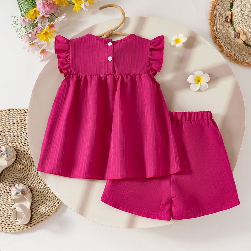 Adorable Floral Print Baby Girl Outfit - Short Sleeve Top & Bow Shorts Set For Summer_voghion.com