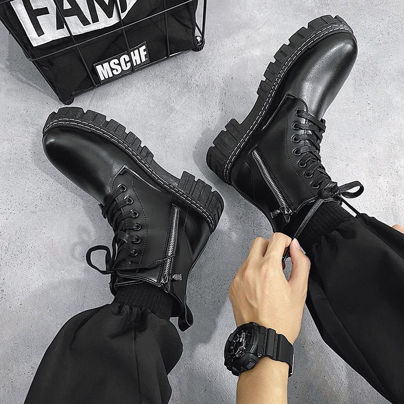 Martin British Style 2025 New Side Zipper Work Leather High Top Autumn Winter Men's Boots_voghion.com