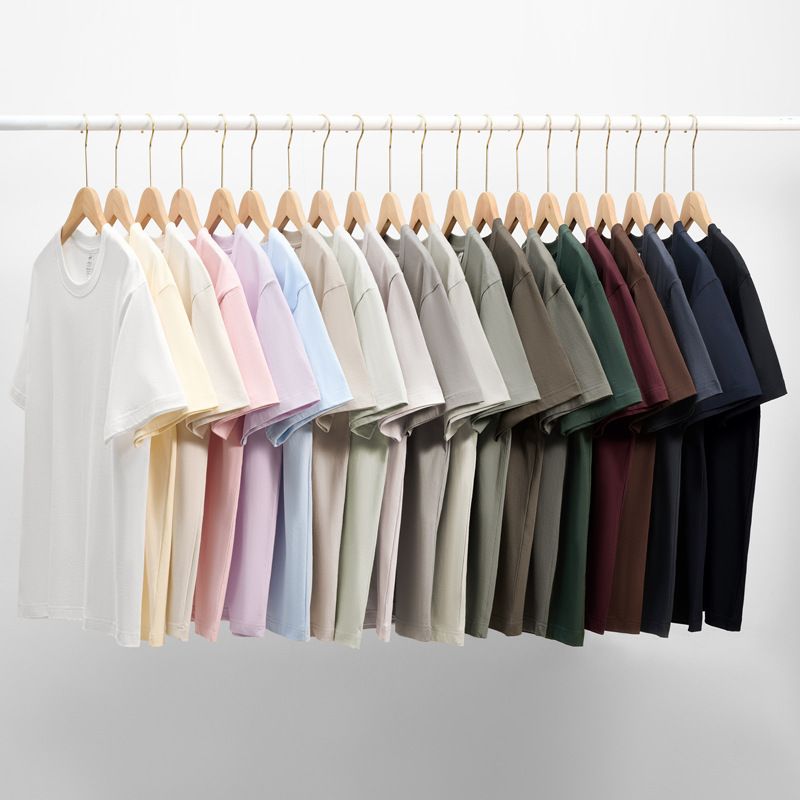 Unbeatable Quality 230g Pur Cotton Short Slvd Solid Color Loos Casual Round Nck Bas Shirt Summr Mn's And Womn's T-shirt_voghion.com