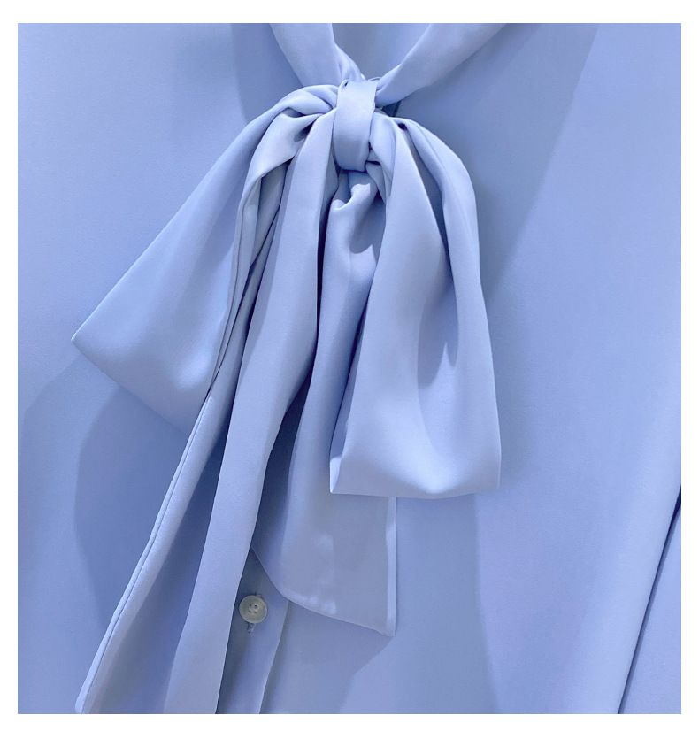 Elegante Damenbluse in Übergröße mit Schal-Fliege-Kragen – Weiches Chiffon-Langarmhemd für Büro und Freizeit_voghion.com