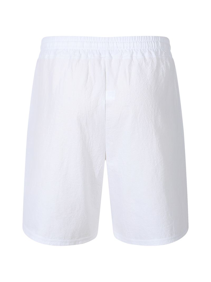 Pantaloncini estivi da uomo in cotone e lino, casual americani, larghi e dritti, con bottoni_voghion.com