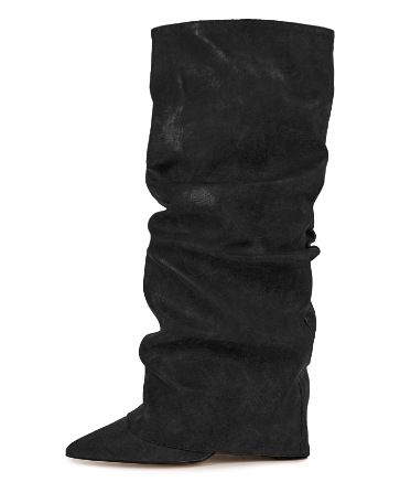 2025 New Thick Slip-On Plus Size Fashion High Heel Ruched Pile Boots Performance Skirt Pants_voghion.com