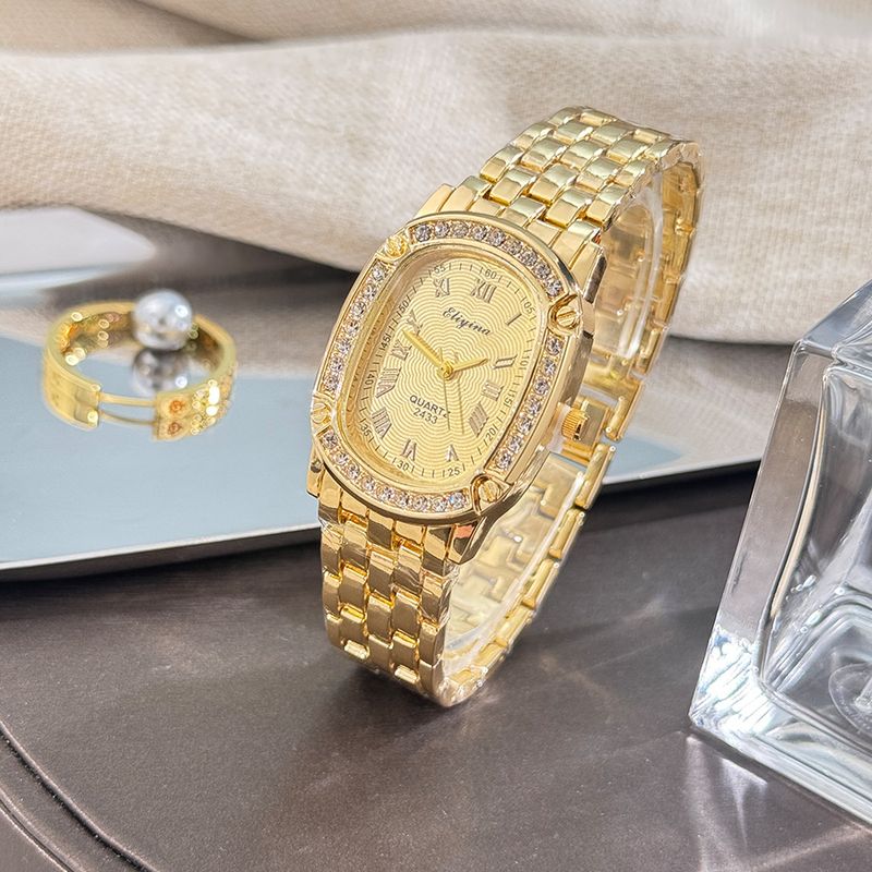 Orologio da donna con diamanti, quadrante quadrato ovale, temperamento alla moda, regalo per lavoro, tutti i giorni, compleanno, anniversario, San Valentino_voghion.com