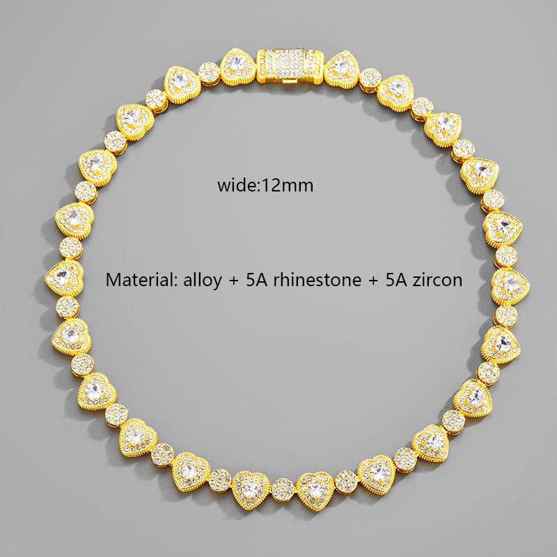Hiphopo „New Love Rock Candy“ cirkonio sujungimo karoliai, 12 mm geometrinis kubietiškos grandinėlės asmenybės mados tendencijų papuošalai_voghion.com