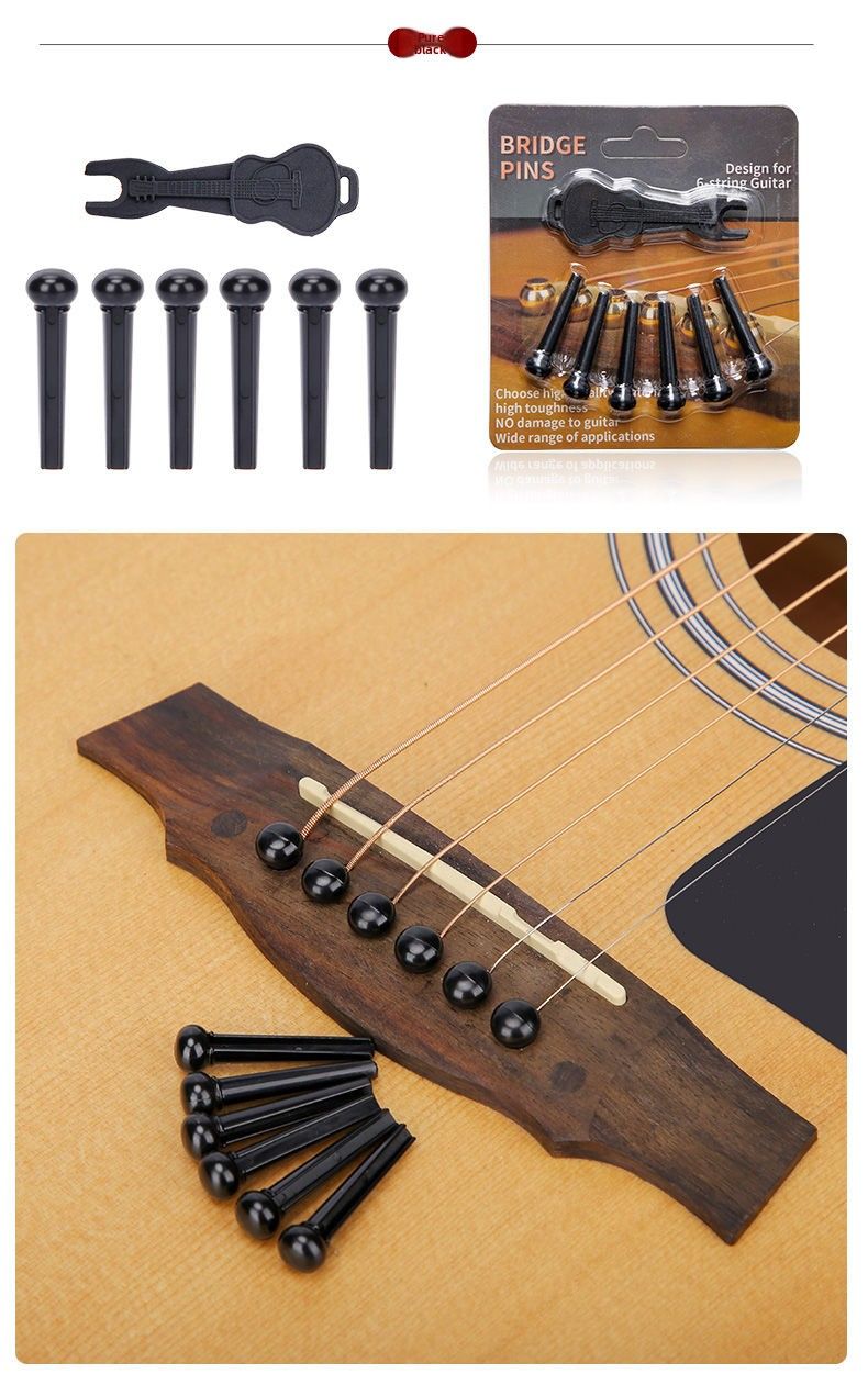 Folk Pure Copper Cones Brass Posts Peg Puller Extension Sustain Guitar String Fixing Pegs Set_voghion.com