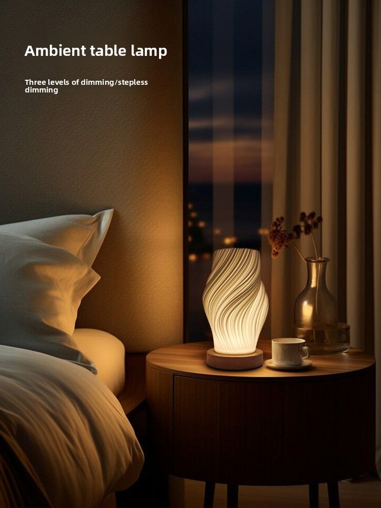 Dekorative Nachttischlampe für nordisches Mädchenzimmer, USB-dimmbar, augenschonend, kreative Atmosphärenlampe, Ornament_voghion.com