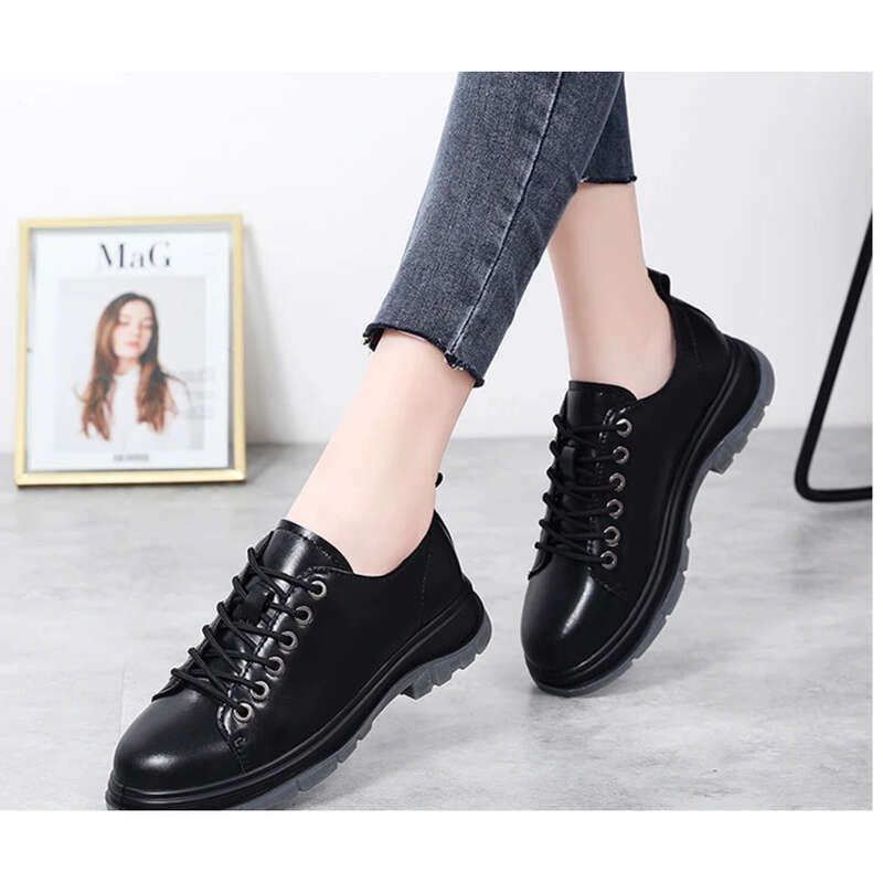 Chaussures pour femmes, cuir véritable, manches courtes pour femmes, bottes Martin décontractées de style britannique,_voghion.com