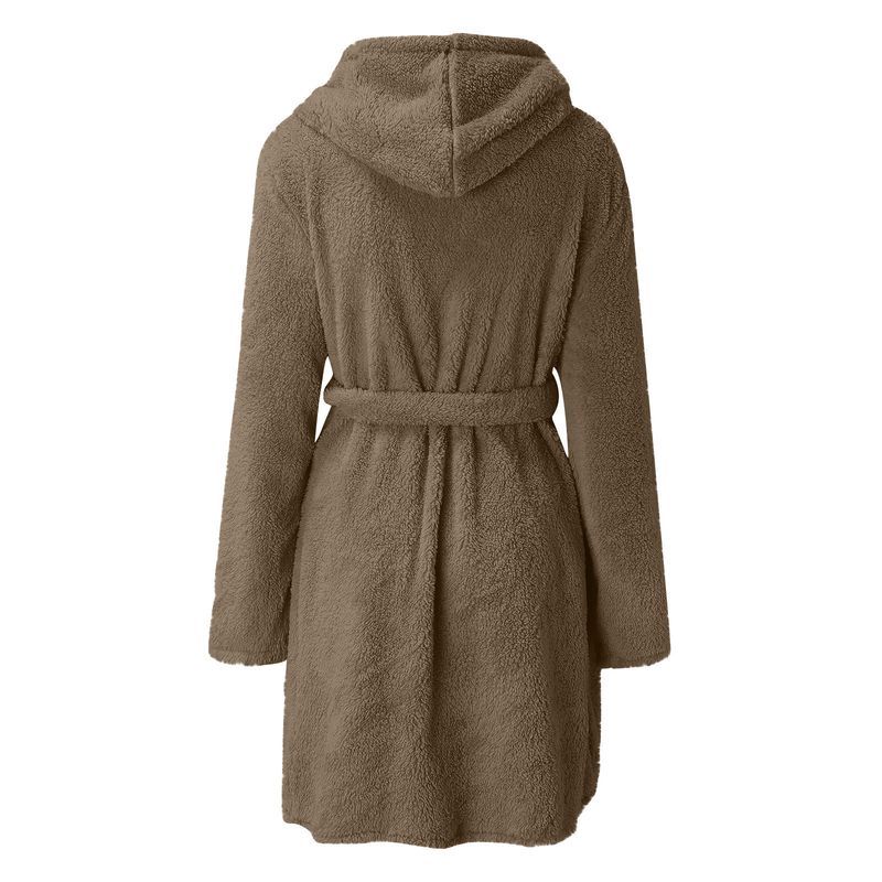 Men's autumn and winter warm bathrobe hooded home clothes plush pajamas robe_voghion.com