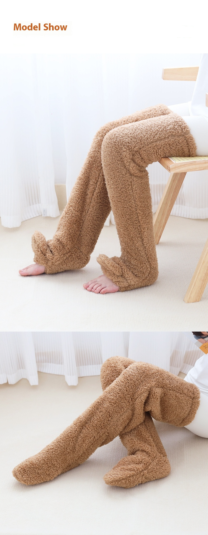 Ginocchiere per il calore Vecchie gambe fredde Isolamento delle articolazioni del ginocchio Calzini lunghi per dormire Protezioni per le gambe Calzini spessi Calzini da pavimento_voghion.com