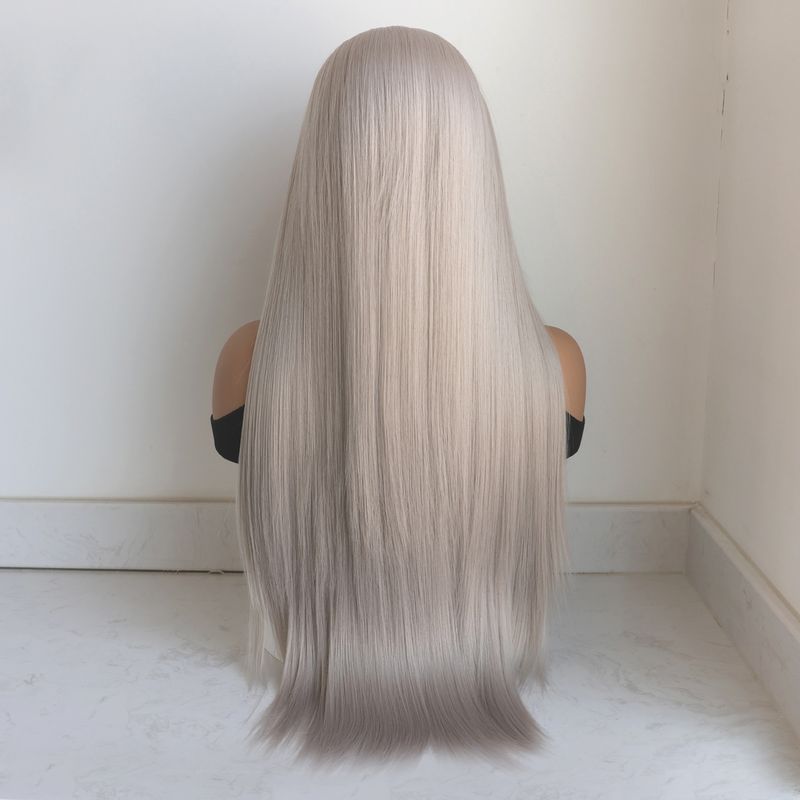 Hett såld 13x3.5 syntetisk spets fram Ws för kvinnor Sier Grey Ginger Orange 99J Bury Lång Straht Limfri Cosplay Fest Dagligen_voghion.com