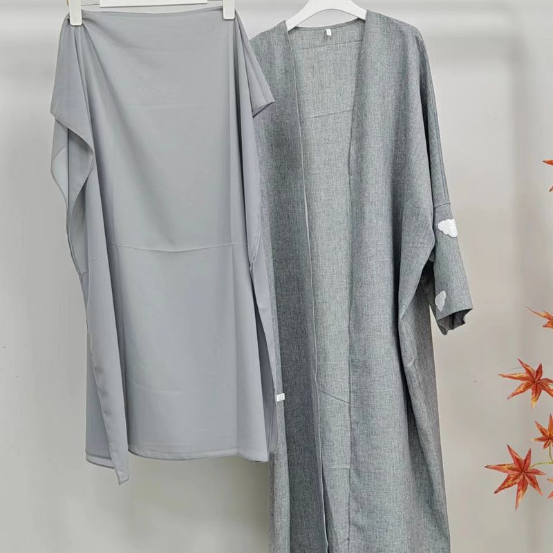 Robe cardigan élégante avec broderie de nuages, mode dubaï turquie_voghion.com