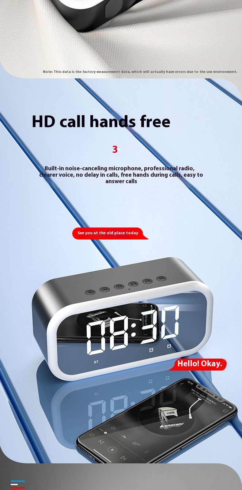 Bluetooth speaker, electronic alarm clock, computer sound system, wireless mobile desktop, home and outdoor portable_voghion.com