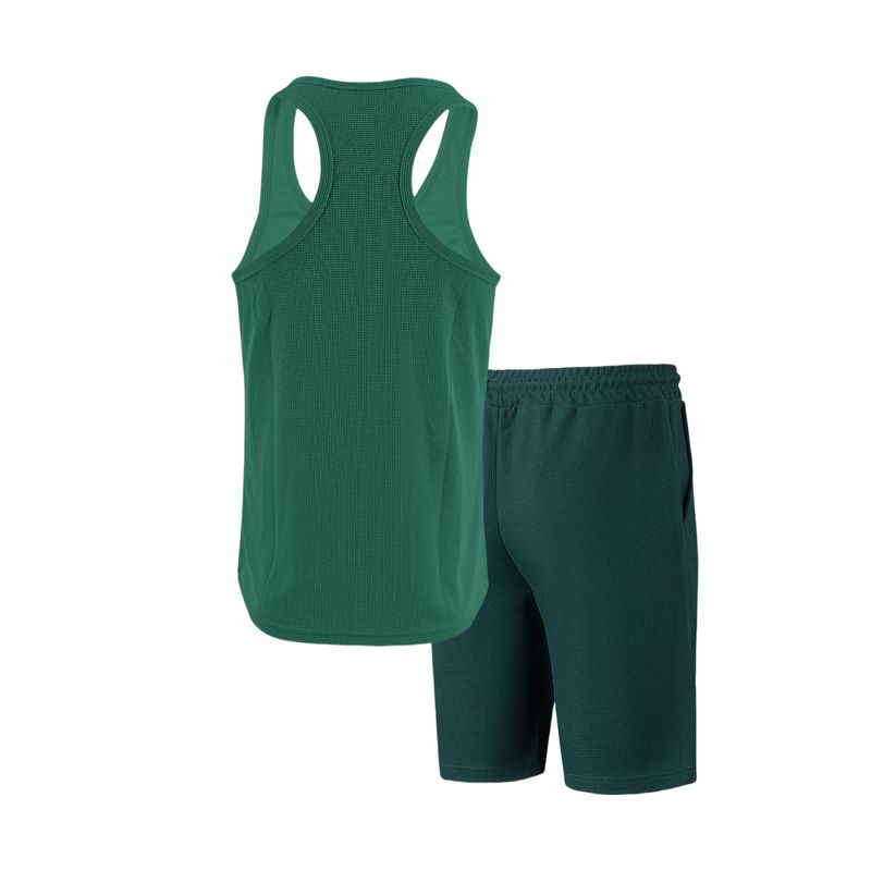 Herenkleding Nieuwe wafel effen kleur Outdoor vrijetijdskleding Ademend korte mouwen vest shorts sportpak_voghion.com