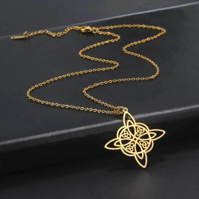 Ready Stock Skyrim Hexerei Hexen Halskette Edelstahl Triquetra Celtics Magischer Knoten Wicca Halsketten Amulett Schmuck für_voghion.com