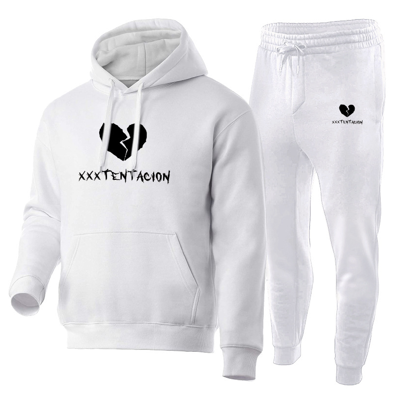 Xxxtentacion bedrucktes Hoodie-Set aus Herrenpullover, Hose und weicher Sportbekleidung_voghion.com