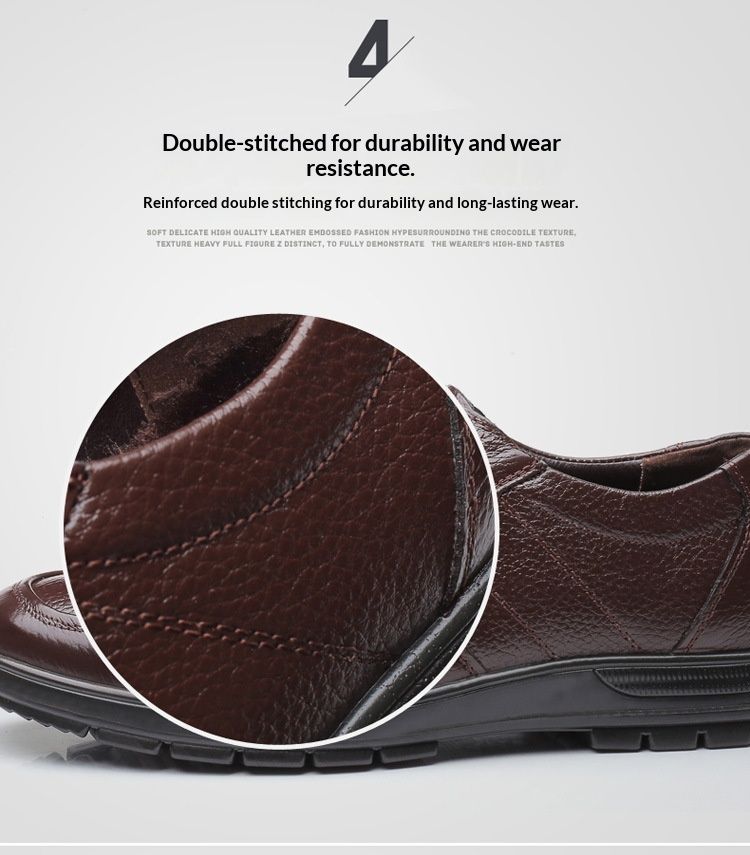 Chaussures de travail Glide Glide Winter Top Layer en cuir de vachette antidérapant pour homme, en cuir souple rembourré, style chef/hôtel, résistantes à l'usure et imperméables, pour une allure décontractée._voghion.com