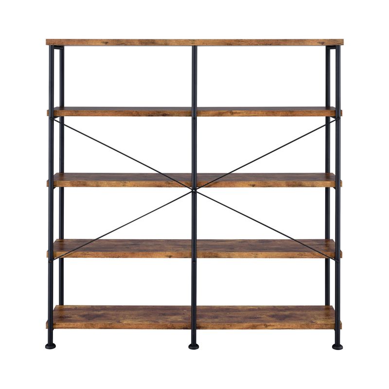 Antique Nutmeg and Black Double-Wide Bookcase_voghion.com