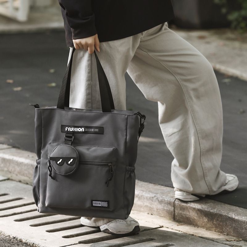 Men's Large Capacity Handbag Single Shoulder Crossbody Bag Middle High School Students, Suitable For Classes, Tutoring,_voghion.com