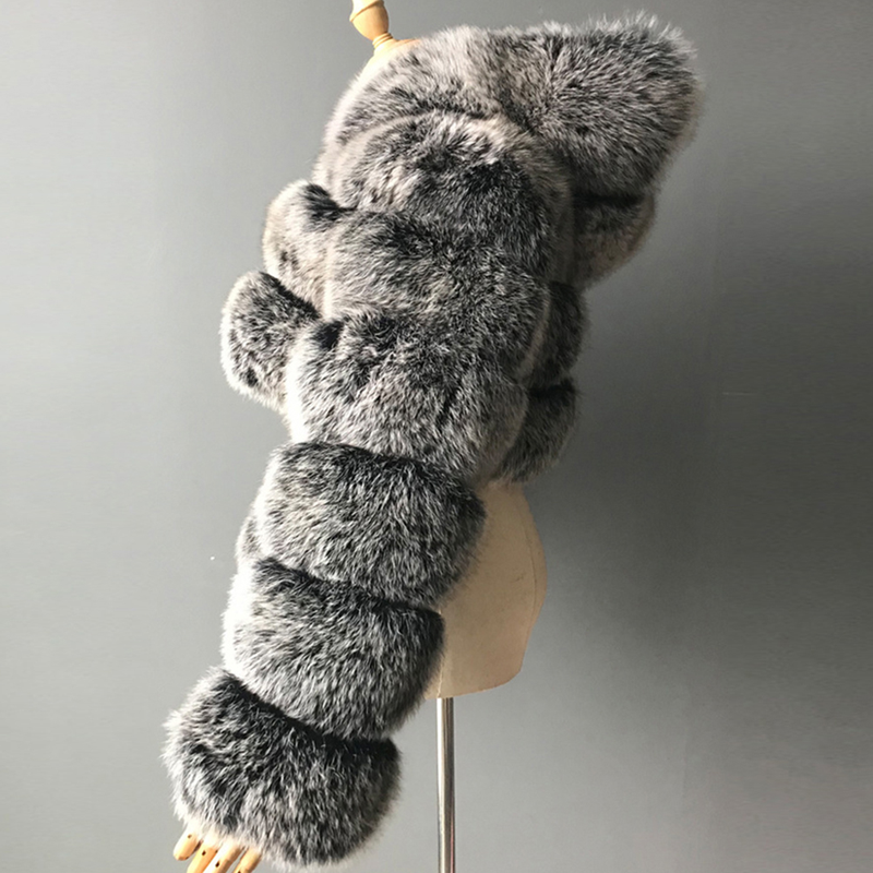 Lös tjock päls Plyschjacka Kvinnor Flickor Mode Vinter Fuskpäls Beskuren kappa Fluffig Zip Huva Varm Kort jacka_voghion.com