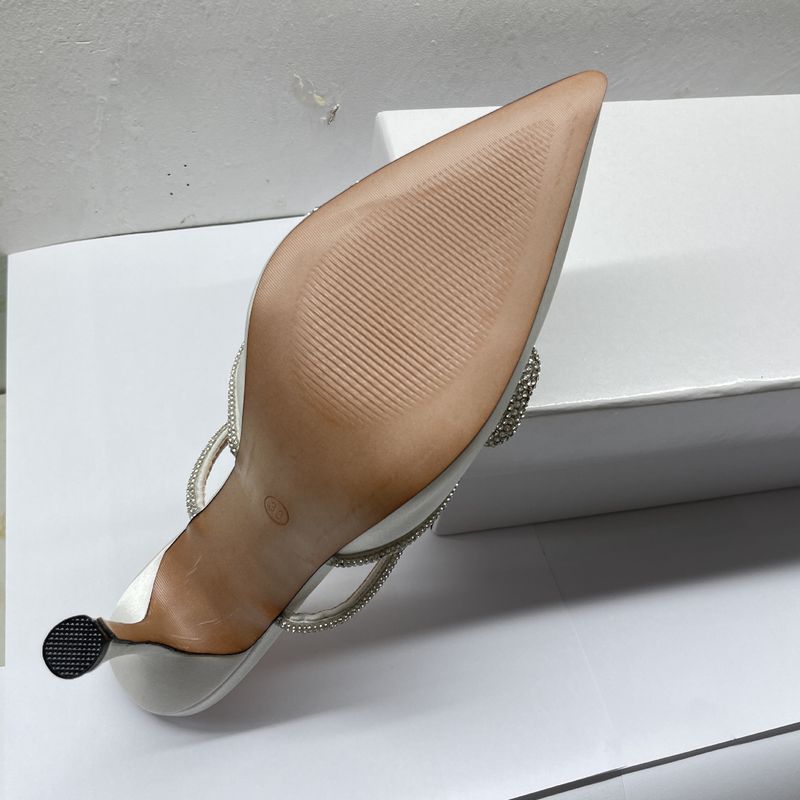 Schwarze Pantoletten mit Schleife und Strasssteinen und hohem Absatz für Damen – Slip-On-Sandalen mit spitzer Zehenpartie für Damen_voghion.com