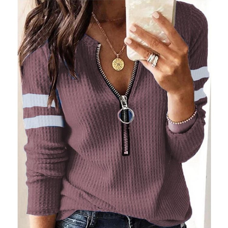 women's hot-selling knitted t-shirts long sleeves_voghion.com